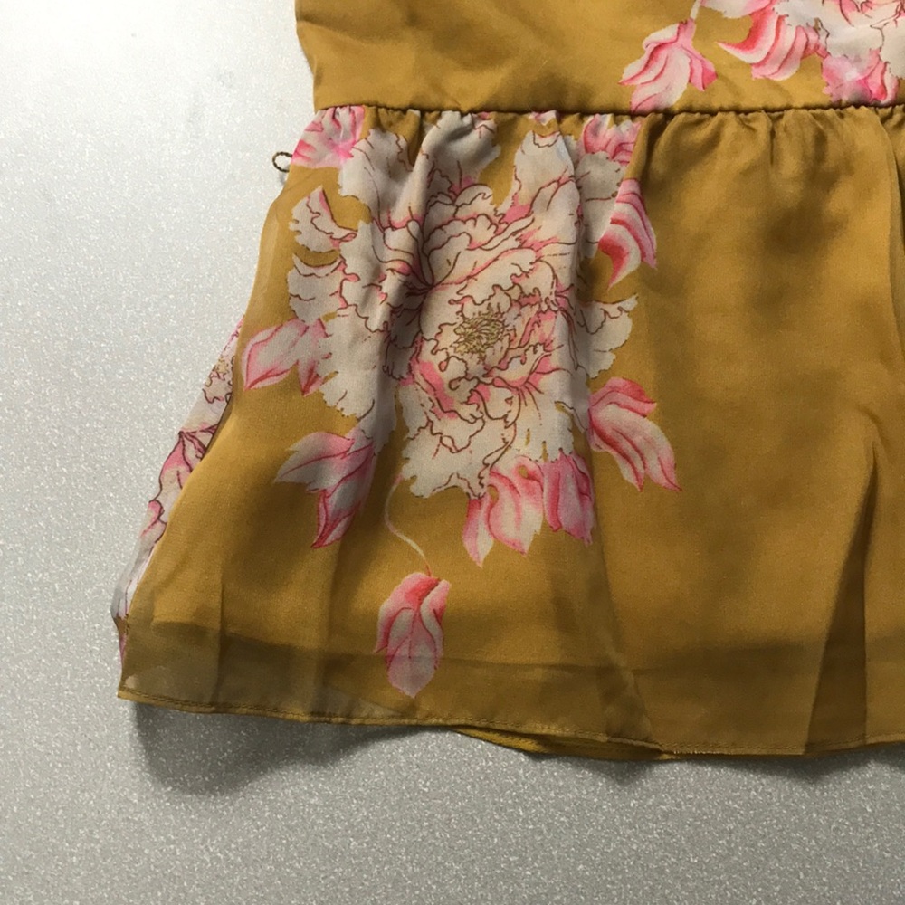 Avec Les Filles floral blouse small NEW! Anthropologie shirt yellow top - Picture 4 of 7